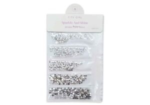 Strass deco para uñas Plateados distintos tamaños en Blister City Girl -